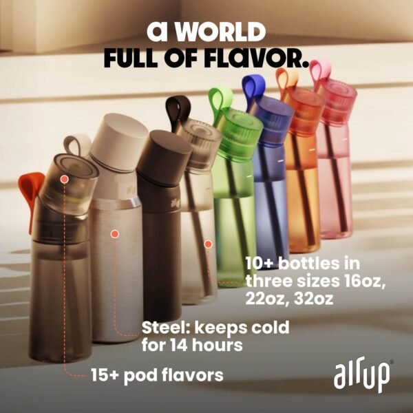 air up® water bottle (28oz) Black Steel + 3 Cola pods | Sugar free flavor pods & Water bottles with straw | Flavored water bottle - Image 7