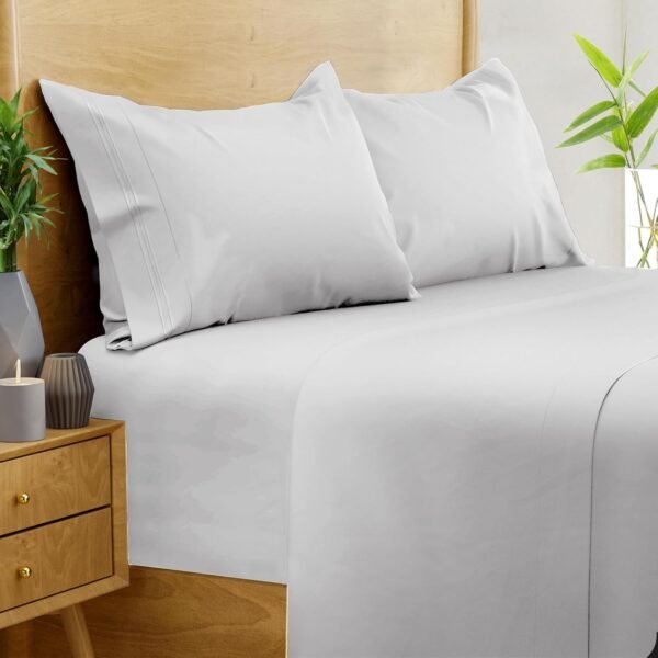 DREAMCARE 100% Viscose from Bamboo Sheets King Size - 4 Pc Luxury Cooling Sheets for Hot Sleepers, King Size Bed Sheets Set, Viscose from Bamboo Sheets Set (White) - Image 2