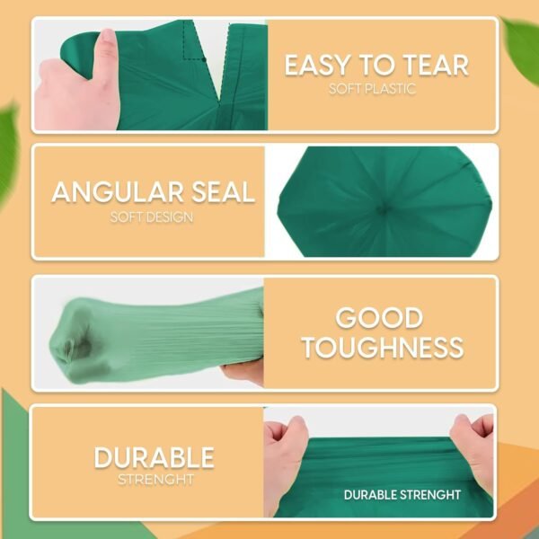 Small Trash Bags 1.2 Gallon,Biodegradable Garbage Bags,Compostable Small Garbage bags for Bathroom Bedroom Office Kitchen 120 Count, Green - Image 5