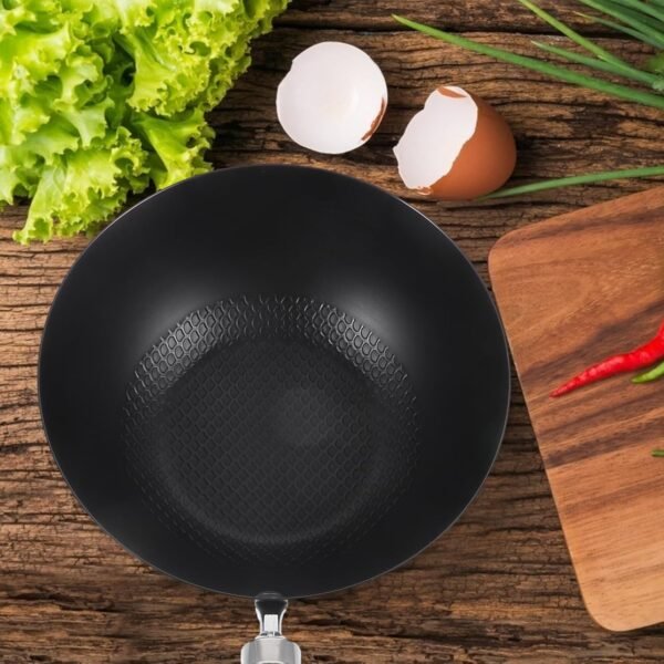 PRETYZOOM Wok Pan Wrought Iron Wok Pan Stir Fry Pan Flat Bottom Chinese Pow Wok Japanese Cookware Nonstick Single Person Wok for Kitchen - Image 3