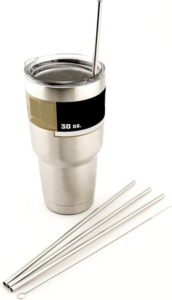 4 LONG Stainless Steel Straws fits 30 oz Yeti Tumbler Rambler Cups - CocoStraw Brand Drinking Straw