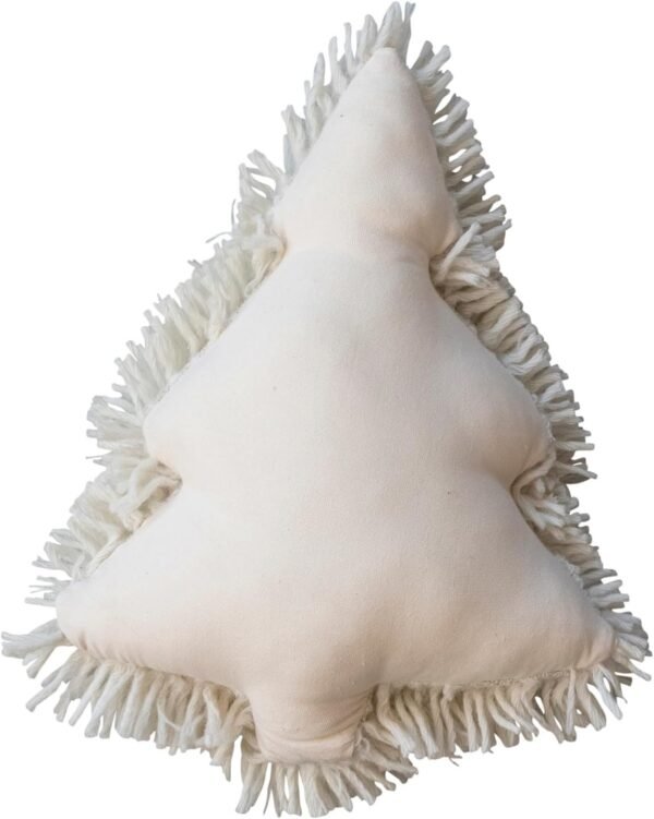 Creative Co-Op, Cream Woven New Zealand Wool Shag Tree Shaped Pillow, Color - Image 4