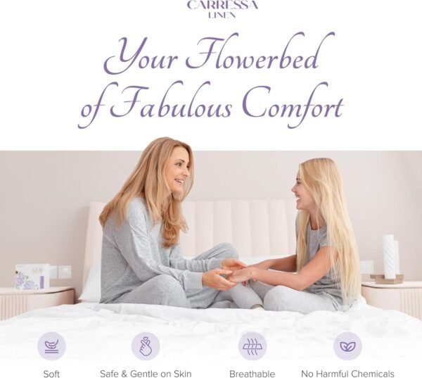 Carressa Linen 100% Egyptian Cotton Sheets - 600 Thread Count 4 PC California King Size Sheet Set, Soft, Cooling, High Thread Count, Extra Long Staple Luxury Bedding, Cal King Sheets - Crisp White - Image 3