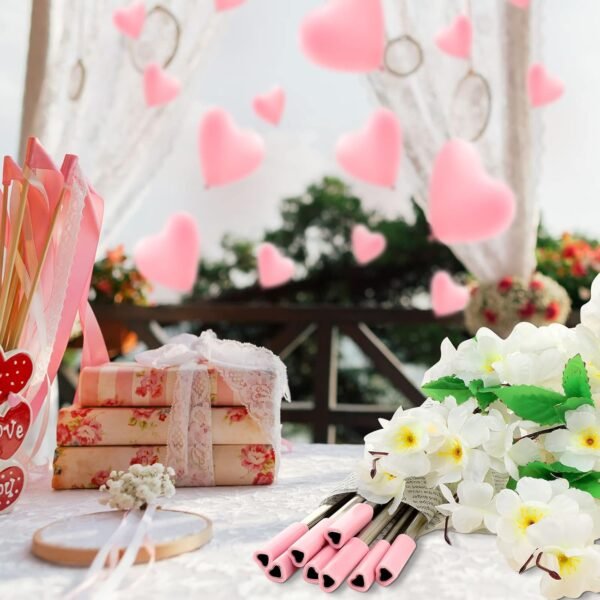 Jutom 8 Pack Heart Shaped Stainless Steel Straws with Silicone Tips Reusable Heart Straws Cute Straws with 2 Cleaning Brushes for Hot Cold Drinks Valentine's Day Bridal Shower Wedding (Pink) - Image 4