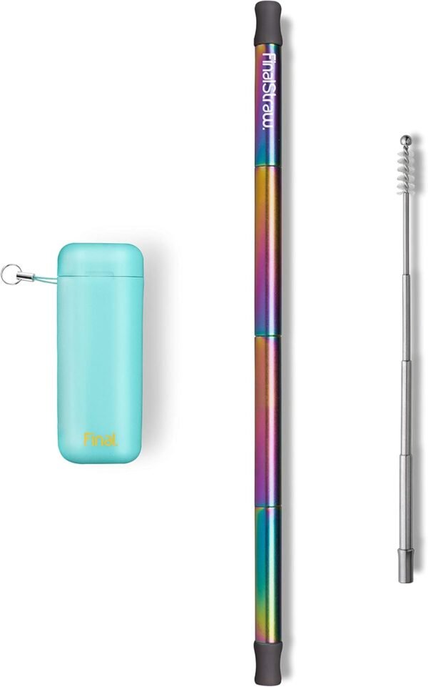 FinalStraw Collapsible, Reusable, Metal Straw | Travel Case, Cleaning Tool | Easy to Clean | Stainless Steel and 100% Silicon Tips | Eco-Friendly | 4 Pack, Multiple Colors - Image 5