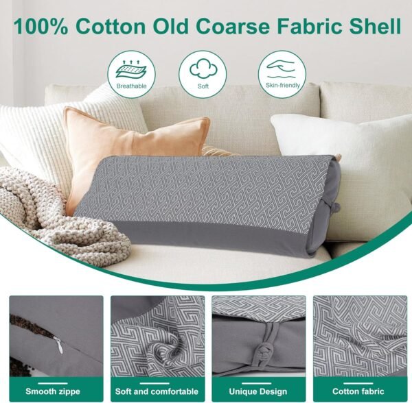 Buckwheat Pillow for Sleeping with Washable Organic Cotton Cover for Adult Neck Pain Relief, Adjustable and Breathable Neck Support Pillow, Natural Buckwheat Hull Pillow for Back and Side Sleepers - Image 3