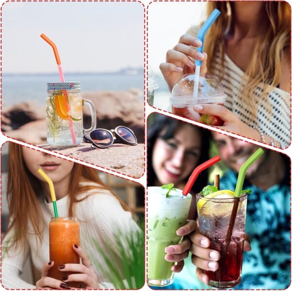 12pcs Silicone Straw Tips Multi-color Elbow Rubber Straw Tips Food-Grade Reusable Silicone Straws for 5/16 Inch Wide 8MM Stainless Steel Metal Straws(No Straw) - Image 5