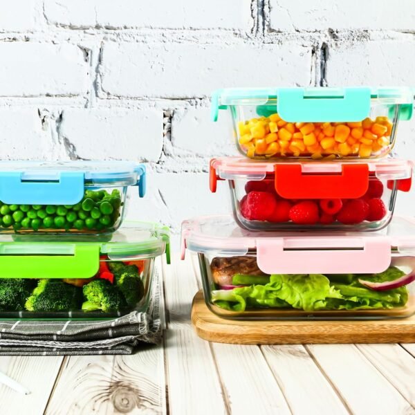 UMI UMIZILI Glass Food Storage Containers with Lids, 10 Pack Leakproof Glass Meal Prep Containers Airtight Stackable Glass Containers for Leftover, Fruit, Vetageables, Dishwasher Safe - Image 5