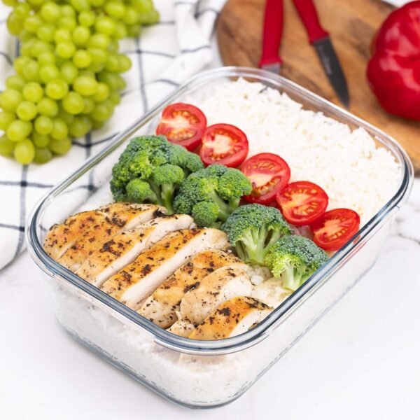120 oz Large Glass Food Storage Containers with Airtight Lids 3.5 L Family Size Extra Large Bakeware Marinating Lock Baking Dish Container Glass Bowls Rectangle - Image 5
