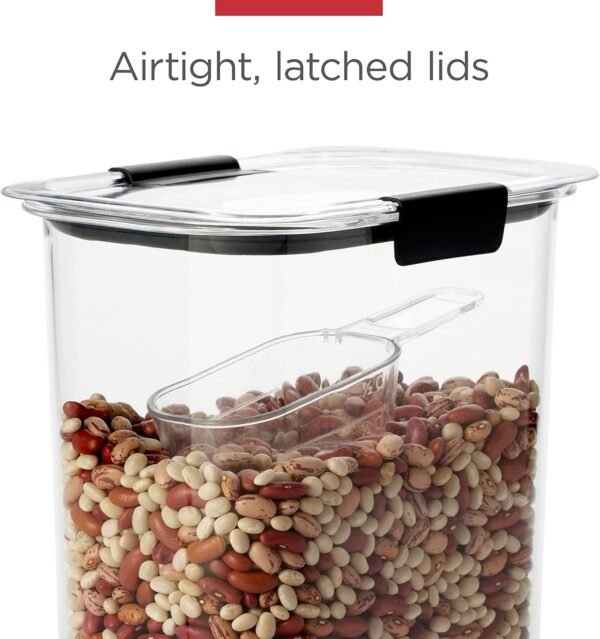 Rubbermaid Brilliance BPA-Free Food Storage Containers with Lids, Airtight, Kitchen and Pantry Organization Set, Includes 3 Containers and Scoops, Clear, 16 cups - Image 2