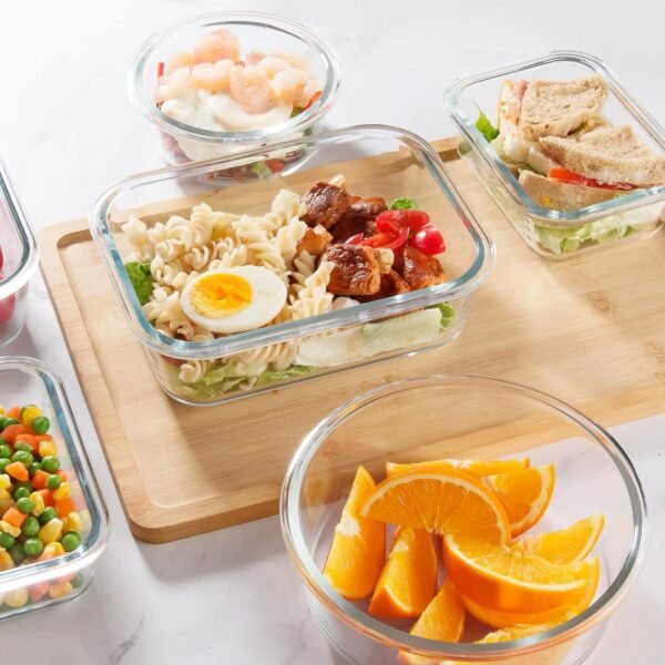 12 Pack Glass Storage Containers with Lids, Glass Meal Prep Containers Set, Airtight Food Storage Containers, Blue - Image 4
