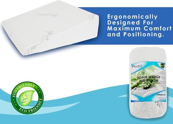 7.5 Inch Bed Wedge Pillow for Acid Reflux or Sleeping | 1.5 Inch Memory Foam Top with Stay Cool Cover | Incline Leg Elevation Pillows | Ideal for Gerd, Heartburn, and Snoring (25" Wx26 Lx7.5 H) - Image 7