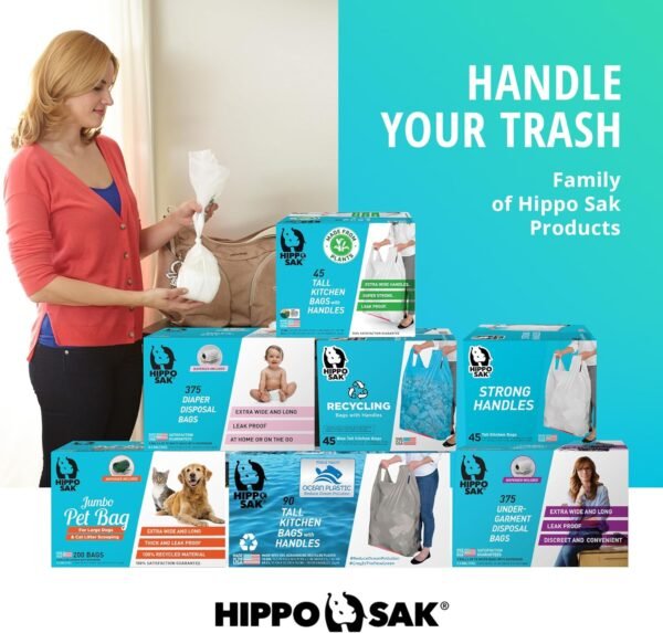 Hippo Sak - 13 Gallon Tall Kitchen Compostable Bags - Reinforced Bottom and Leak Proof Bags (50 Count) - Image 6