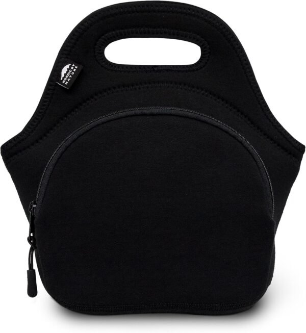 Nordic By Nature Lunch Bags For Women & Lunch Boxes For Kids Premium Insulated Lunch Box Extra Thick Neoprene, Soft Cotton Feel, Premium Stitching, Outside Pocket, Washable (M) Black