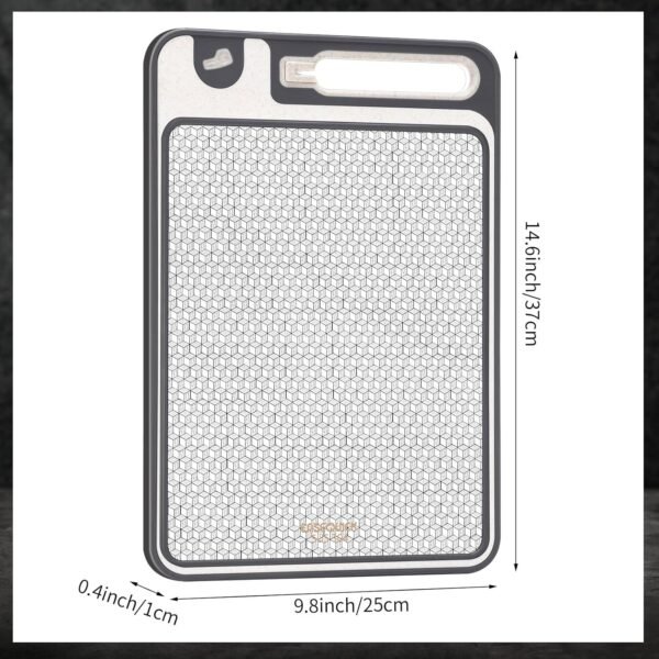 Small Stainless Steel Cutting Board, 14.6 * 9.8inch Stainless Steel and Wheat Straw PP Double Sided Cutting Boards for Kitchen 304 Metal Cutting Board, Juice Sink, Ceramic Whetstone - Image 2
