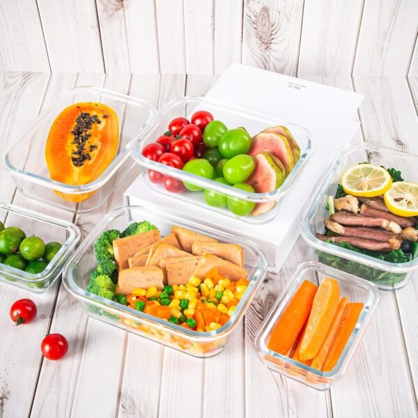 12 Pack Glass Storage Containers with Lids, Glass Meal Prep Containers Set, Airtight Food Storage Containers, Blue - Image 3