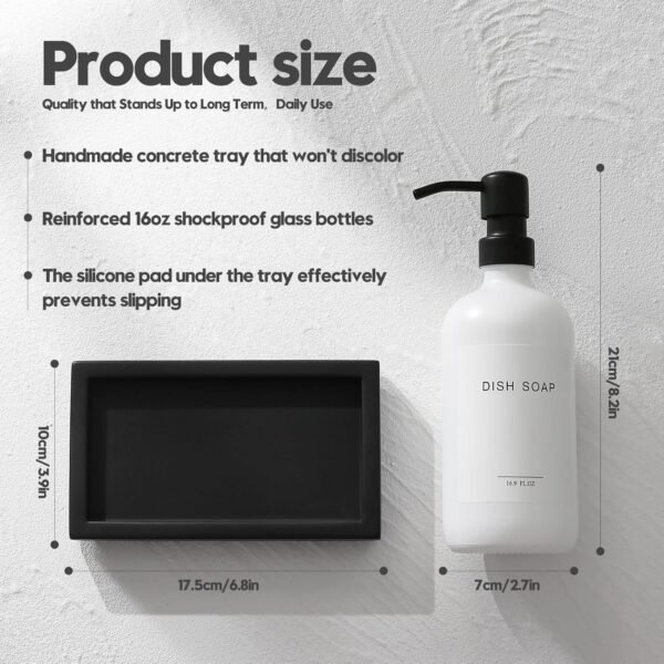 Black Soap Dispenser Bathroom Set - Hand Soap and Lotion Dispenser Set with Tray,Modern Bathroom Decor & Accessories.(Black White) - Image 2