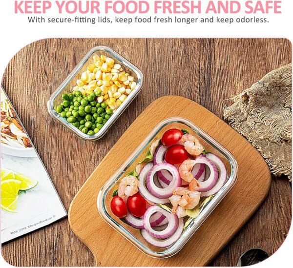 KOMUEE 12 Packs Glass Meal Prep Containers Set, Glass Food Storage Containers with Locking Lids, Airtight Glass Lunch Containers, Microwave, Oven, Freezer & Dishwasher Friendly, Pink - Image 6