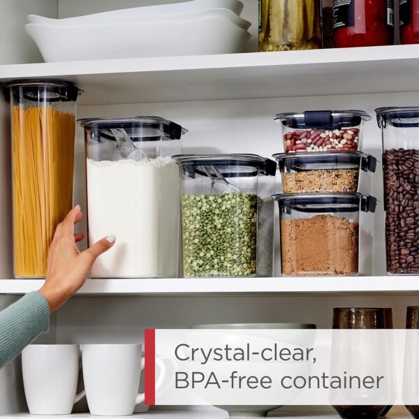 Rubbermaid Brilliance BPA-Free Food Storage Containers with Lids, Airtight, Kitchen and Pantry Organization Set, Includes 3 Containers and Scoops, Clear, 16 cups - Image 3