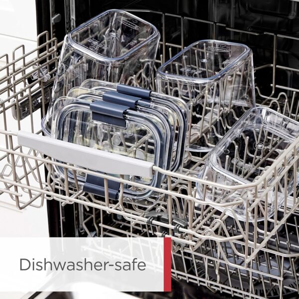 Rubbermaid Brilliance BPA-Free Food Storage Containers with Lids, Airtight, Kitchen and Pantry Organization Set, Includes 3 Containers and Scoops, Clear, 16 cups - Image 6