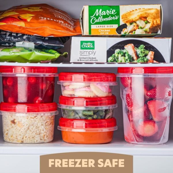 PLASTICPRO 24 Pack Twist Top Containers Assorted Sizes Plastic Food Storage Containers with Red Twist on Lids Stackable Reusable - Image 5