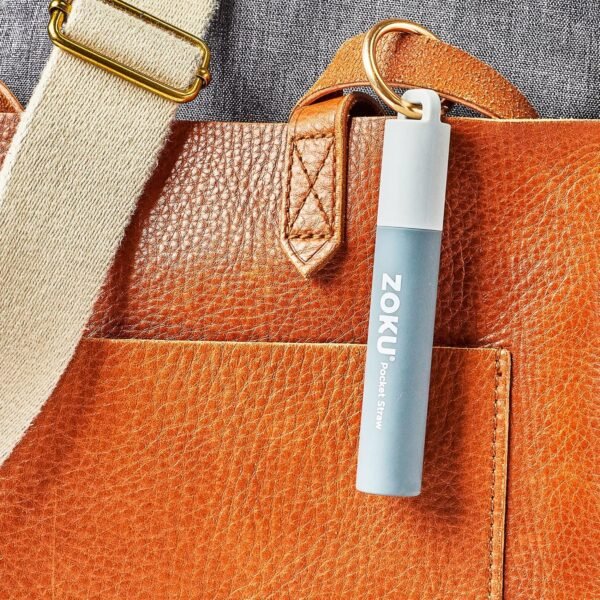 ZOKU - Reusable Straw with Case for Travel, Work and On the Go, Collapsible Stainless Steel Metal Straw with Silicone Mouthpiece, Ideal for Key Chains, Pockets, Purses and More (Grey Pocket Straw) - Image 5